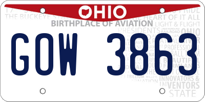 OH license plate GOW3863