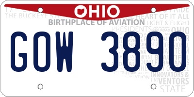 OH license plate GOW3890