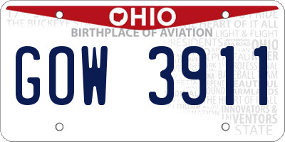 OH license plate GOW3911