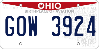 OH license plate GOW3924
