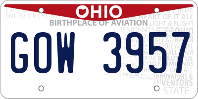 OH license plate GOW3957