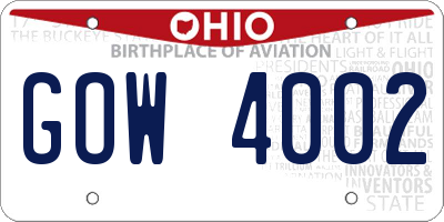OH license plate GOW4002