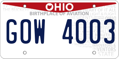 OH license plate GOW4003