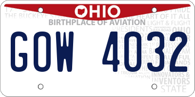 OH license plate GOW4032