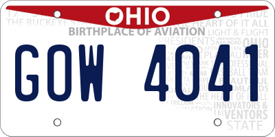 OH license plate GOW4041