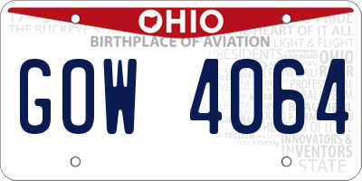 OH license plate GOW4064