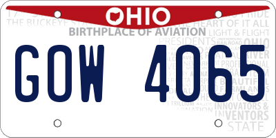 OH license plate GOW4065