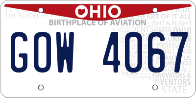 OH license plate GOW4067