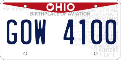 OH license plate GOW4100