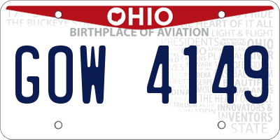 OH license plate GOW4149