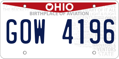 OH license plate GOW4196