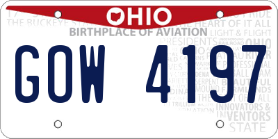OH license plate GOW4197