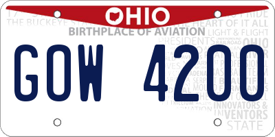 OH license plate GOW4200