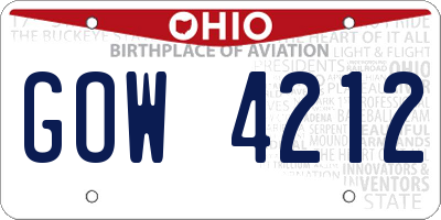 OH license plate GOW4212