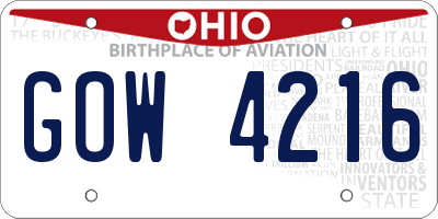 OH license plate GOW4216