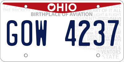 OH license plate GOW4237