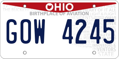 OH license plate GOW4245