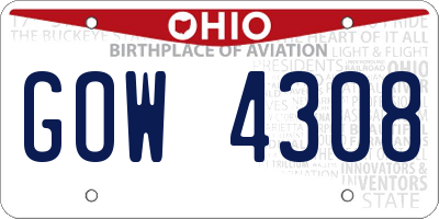 OH license plate GOW4308