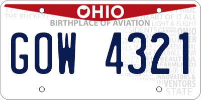 OH license plate GOW4321