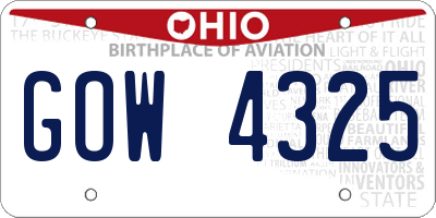 OH license plate GOW4325