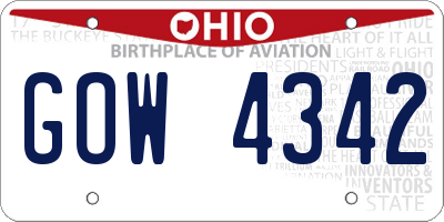 OH license plate GOW4342