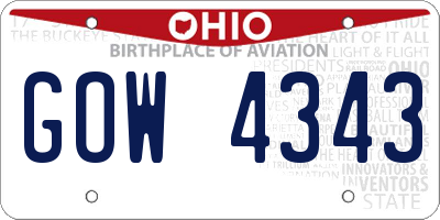 OH license plate GOW4343