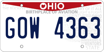 OH license plate GOW4363