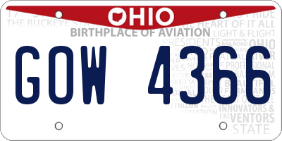 OH license plate GOW4366