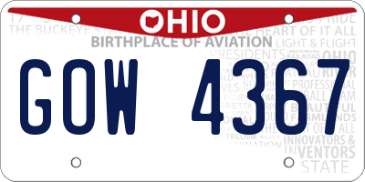 OH license plate GOW4367