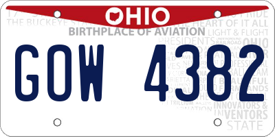 OH license plate GOW4382