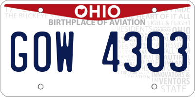 OH license plate GOW4393