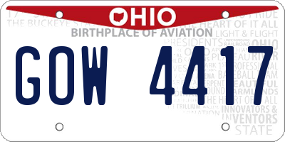OH license plate GOW4417