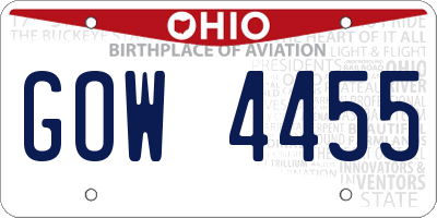 OH license plate GOW4455