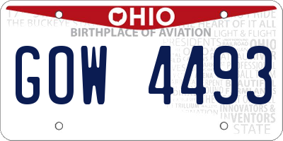 OH license plate GOW4493