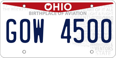 OH license plate GOW4500