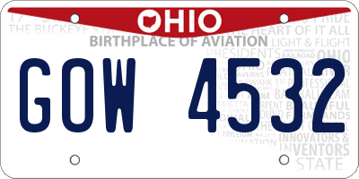 OH license plate GOW4532