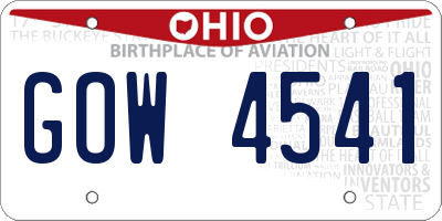 OH license plate GOW4541