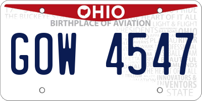OH license plate GOW4547