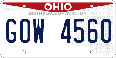 OH license plate GOW4560