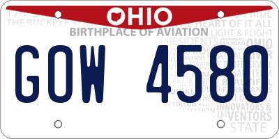 OH license plate GOW4580
