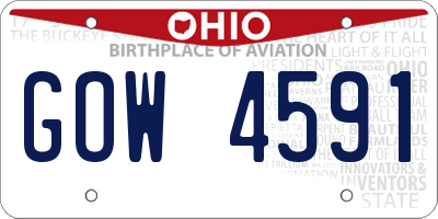 OH license plate GOW4591
