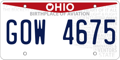OH license plate GOW4675
