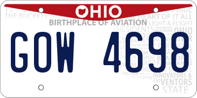 OH license plate GOW4698