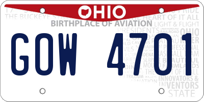 OH license plate GOW4701