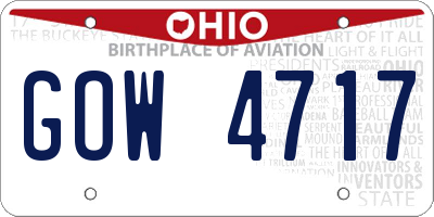 OH license plate GOW4717
