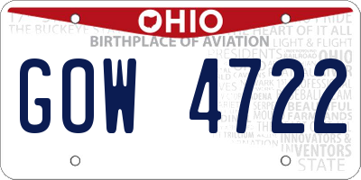 OH license plate GOW4722