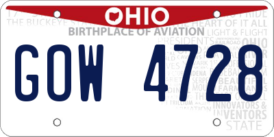 OH license plate GOW4728