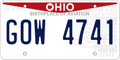 OH license plate GOW4741