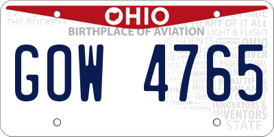 OH license plate GOW4765