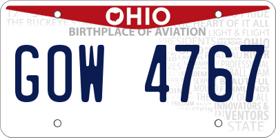 OH license plate GOW4767